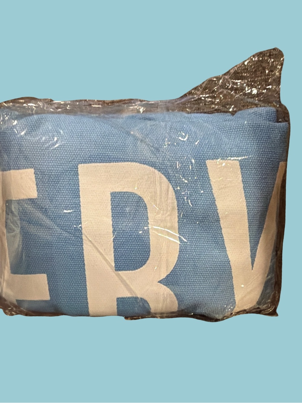 Blue Canvas tote with White Lettering